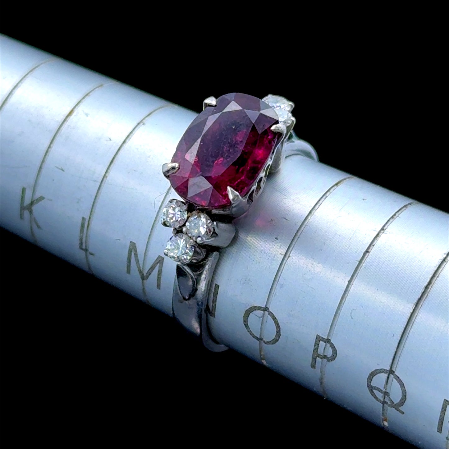 18K White Gold East-West Ruby & Diamond Ring