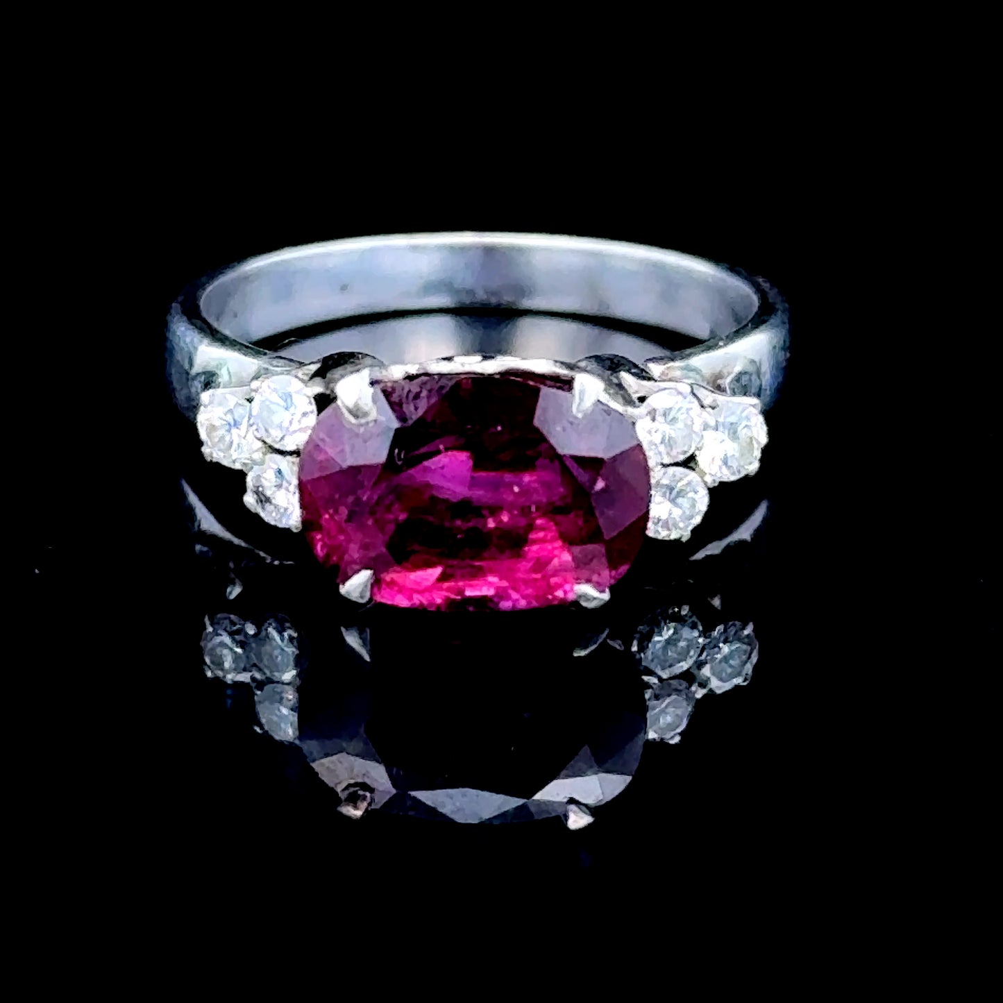18K White Gold East-West Ruby & Diamond Ring