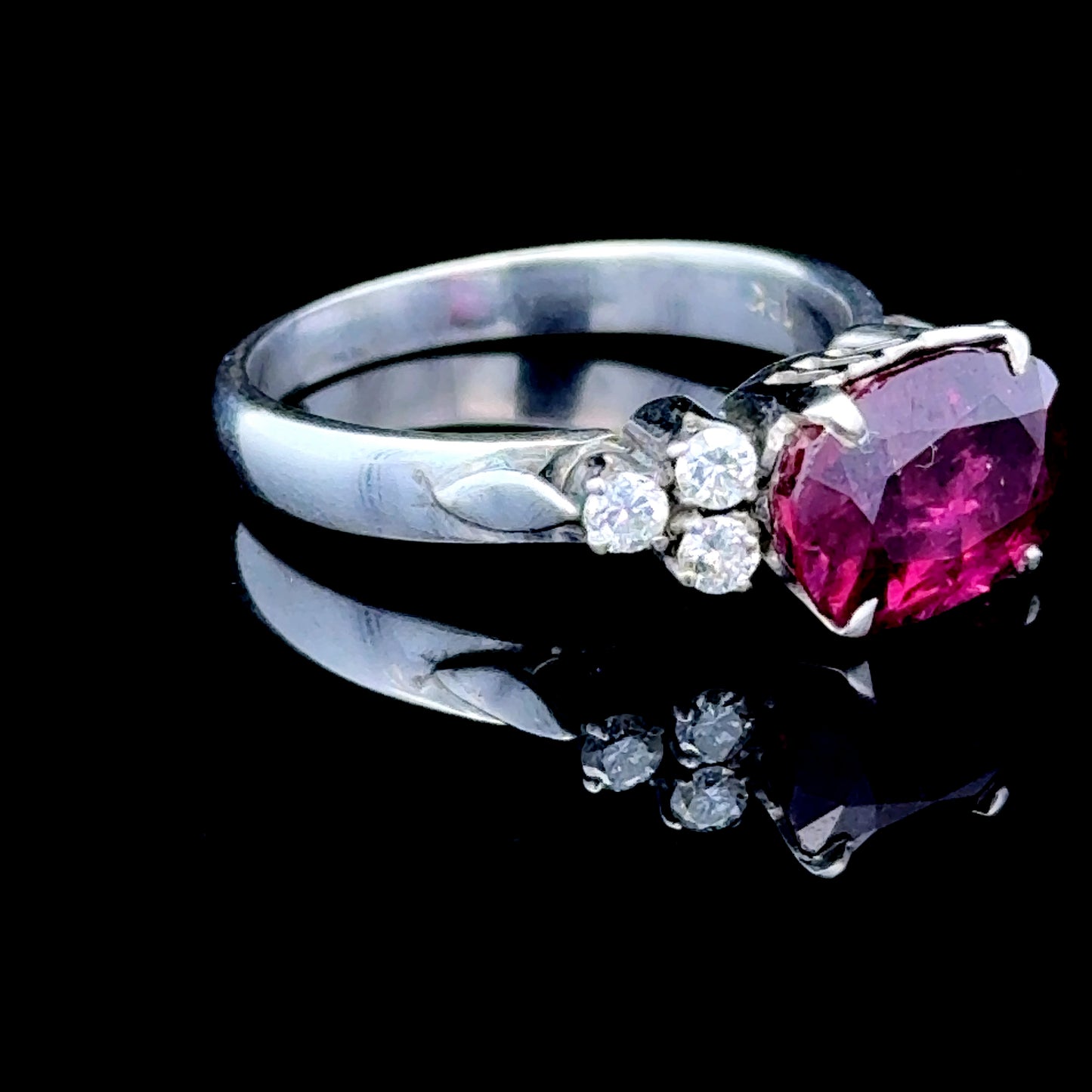 18K White Gold East-West Ruby & Diamond Ring