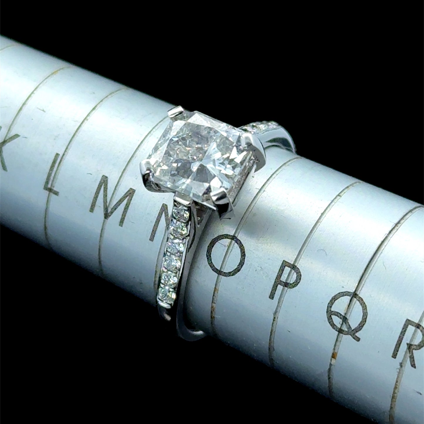 18K White Gold Radiant Cut Diamond Solitaire Ring APPX 2.02 CTS