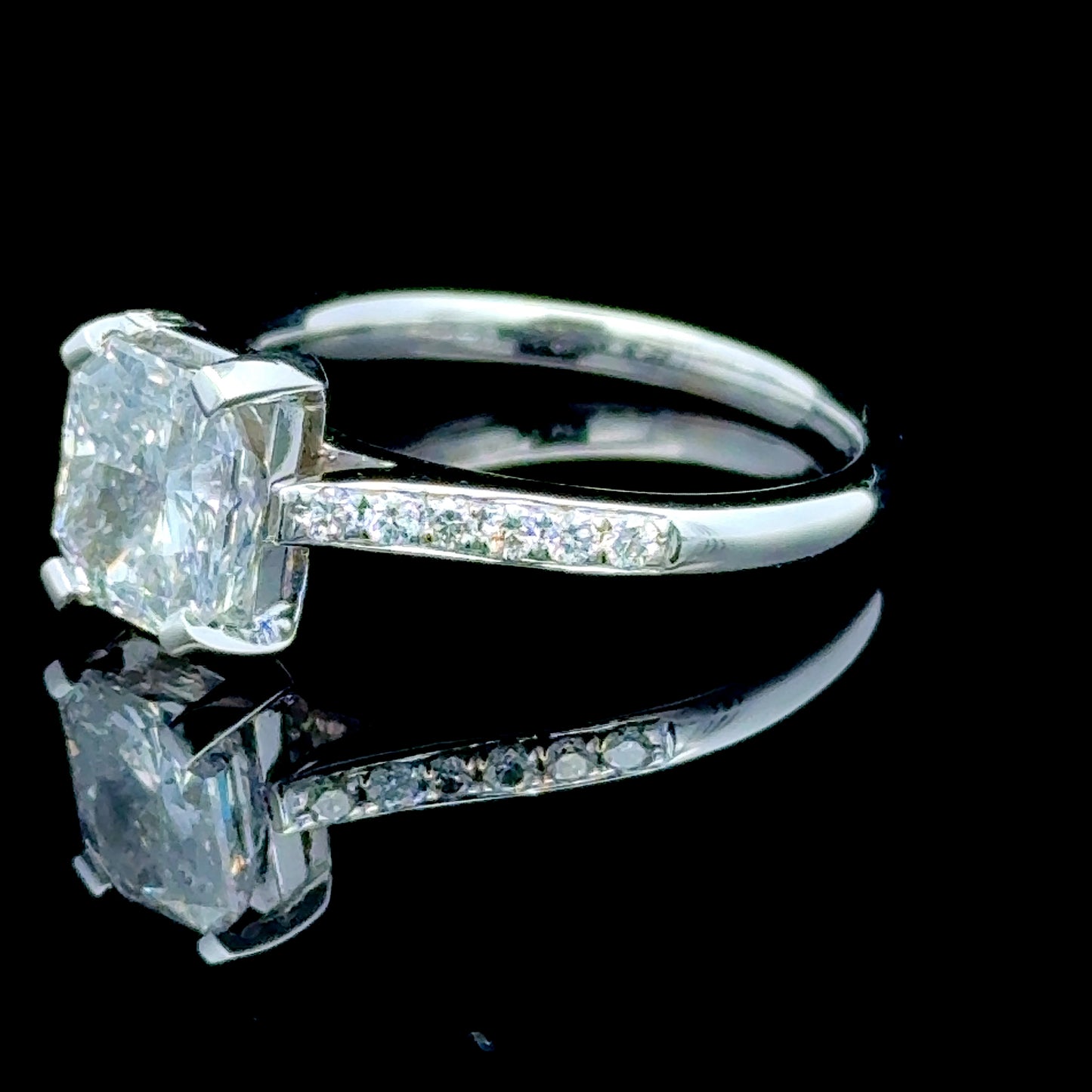 18K White Gold Radiant Cut Diamond Solitaire Ring APPX 2.02 CTS