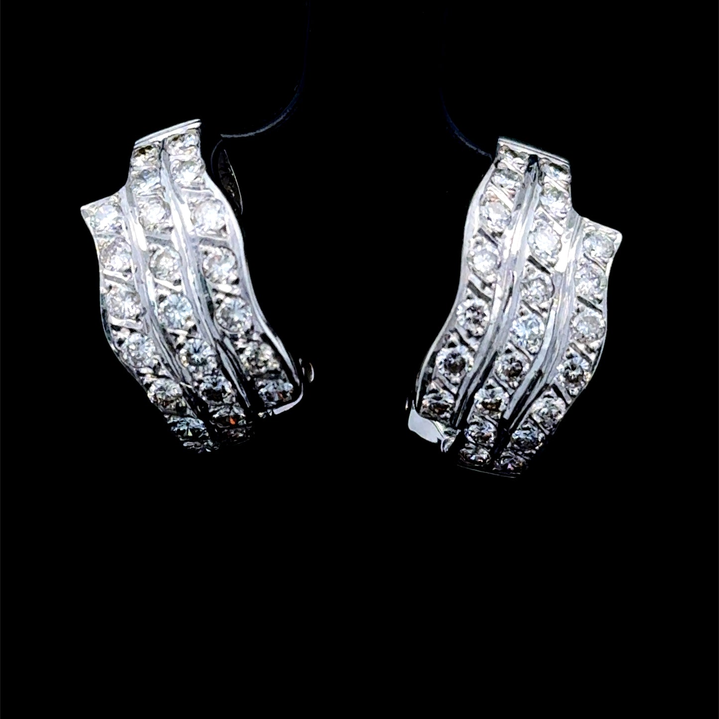 18K White Gold Diamond Clip Earrings APPX 2.0 CTS Total