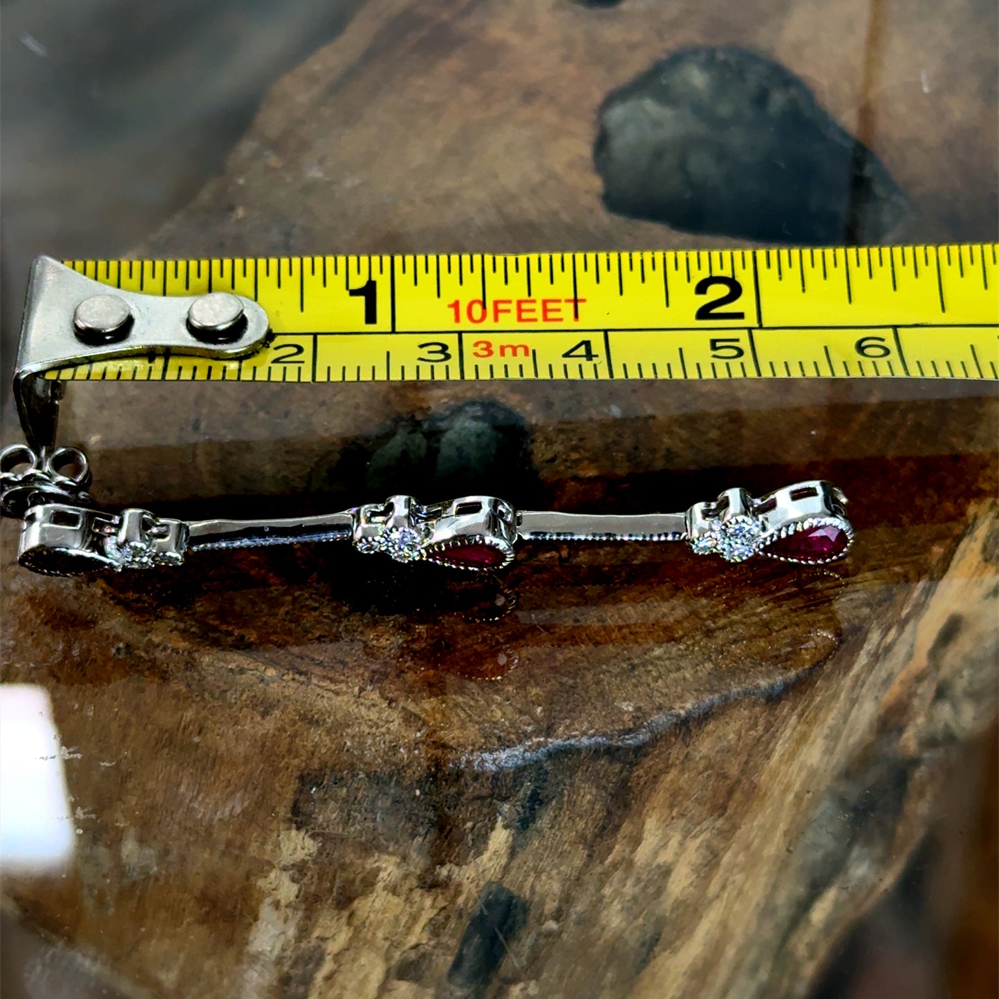 18K White Gold Pear Ruby & Diamond Drop Earrings