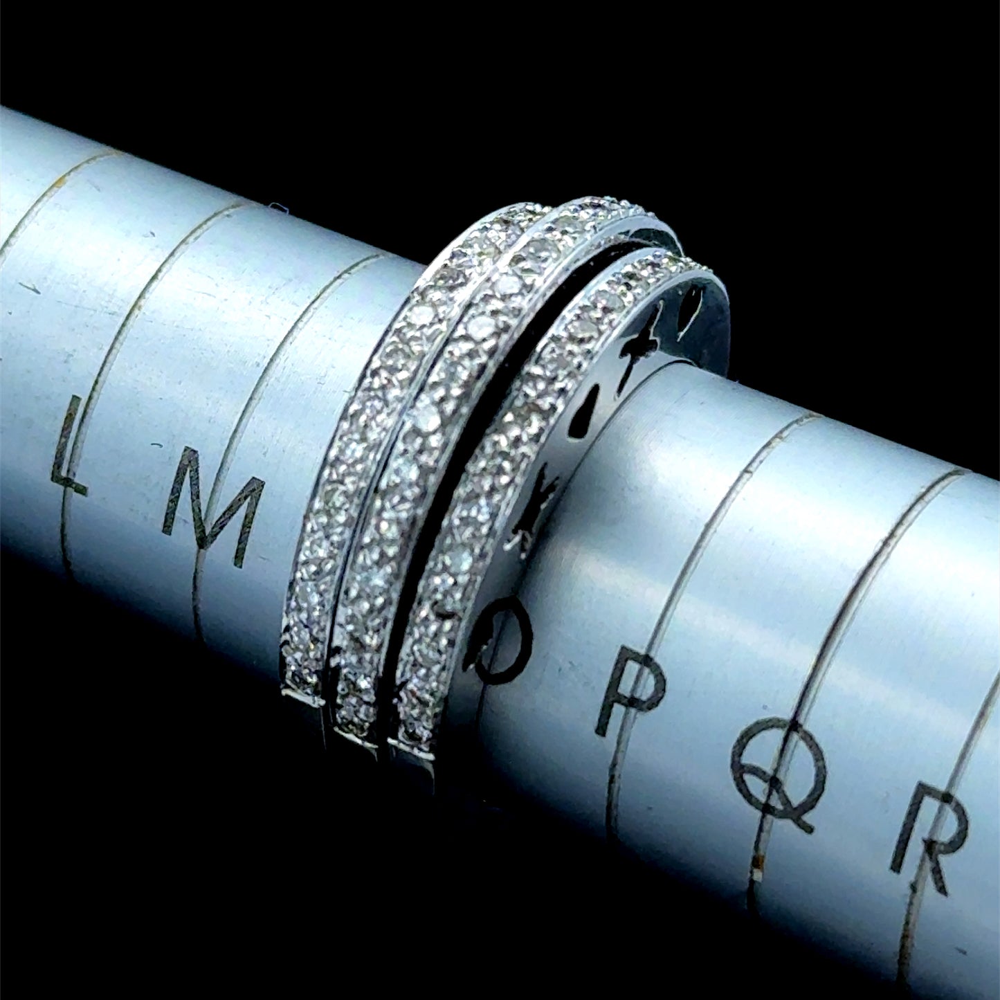 18K White Gold Diamond Triple Diamond Band APPX 1.0 CTS