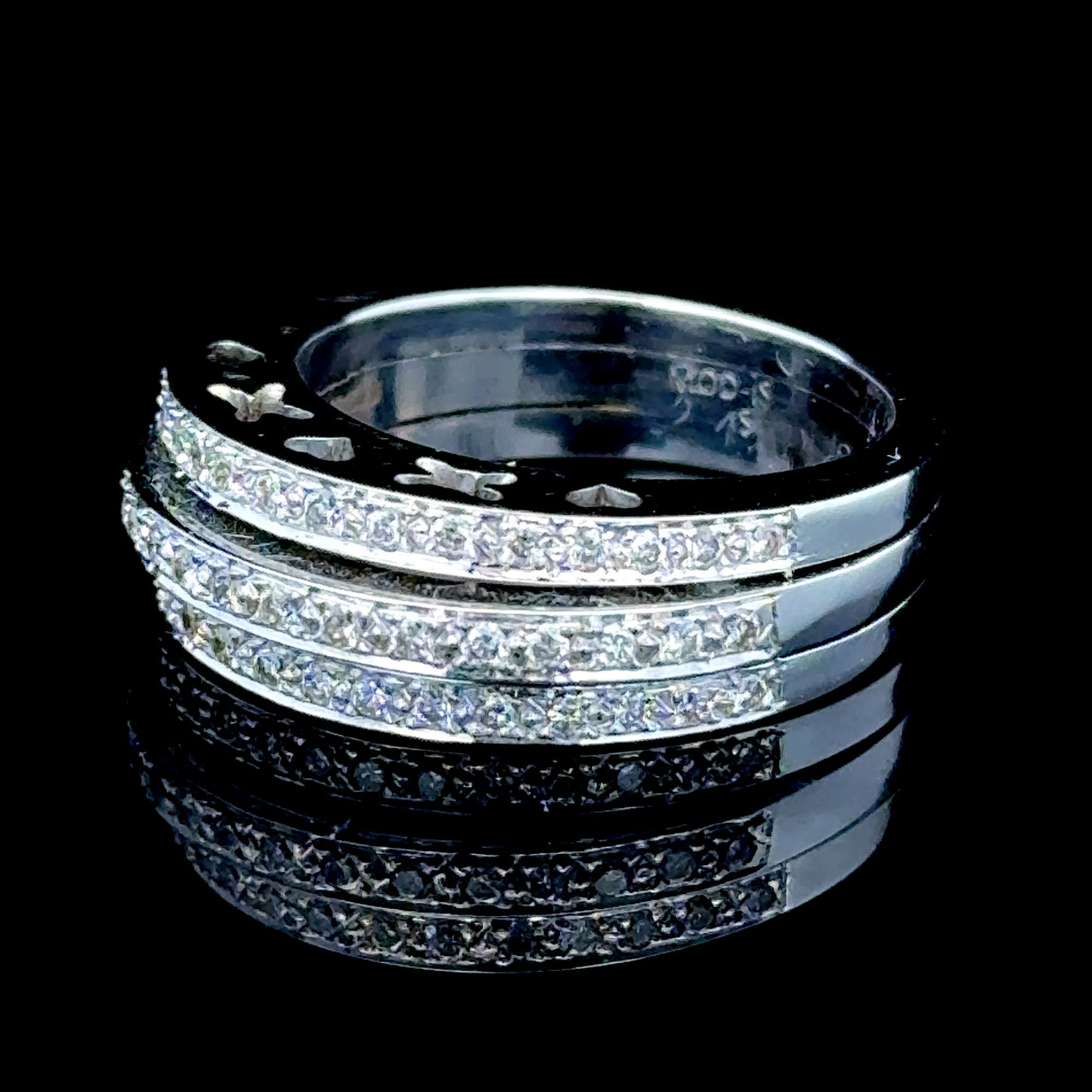 18K White Gold Diamond Triple Diamond Band APPX 1.0 CTS