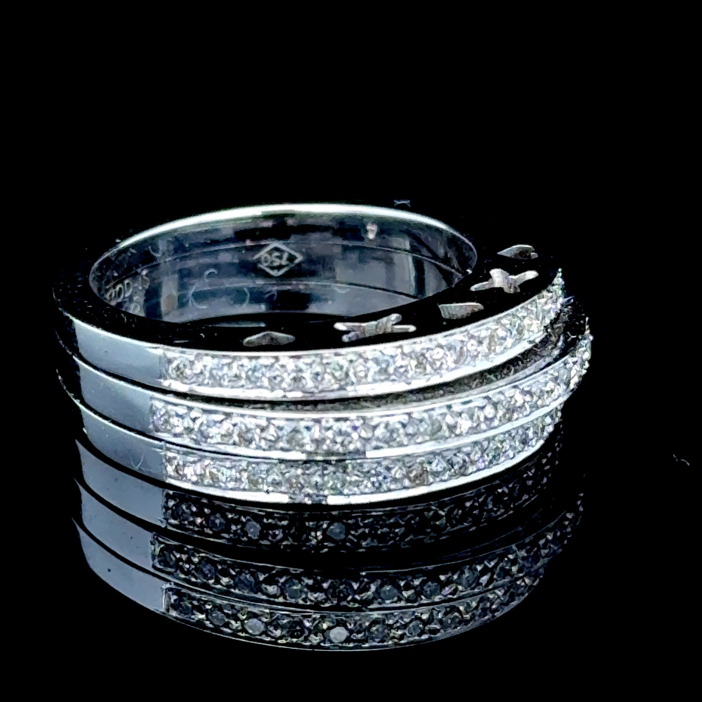 18K White Gold Diamond Triple Diamond Band APPX 1.0 CTS