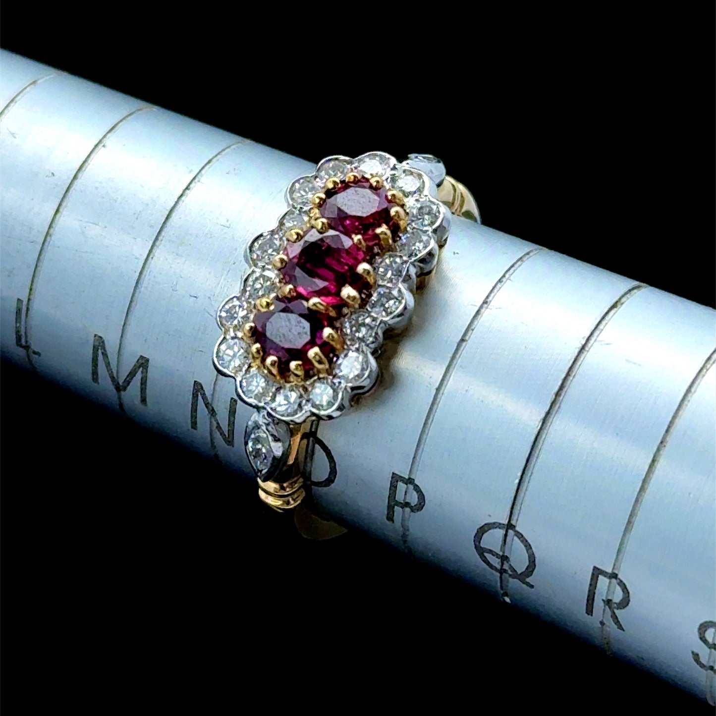 18K Ruby & Diamond Three Stone Ring 0.65CTS