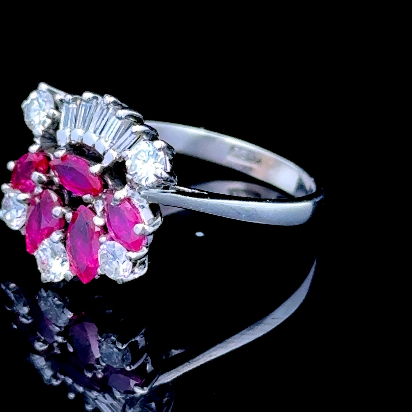 18K White Gold Ruby & Diamond Crown Ring 0.75CTS