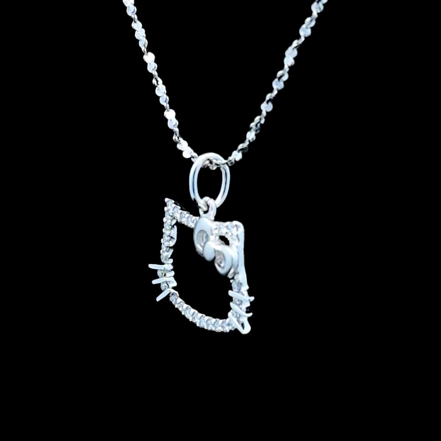 18K White Gold Diamond Hello Kitty Pendant & Chain