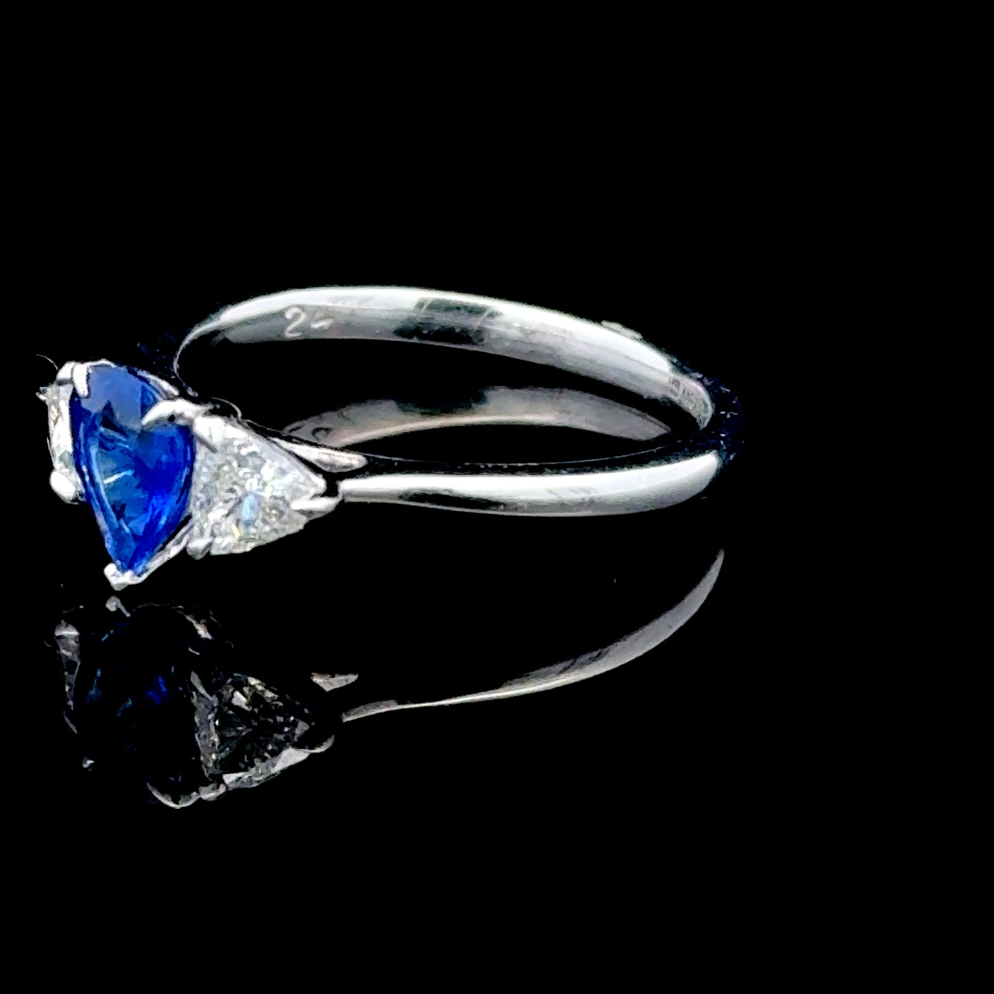 Platinum Pear Sapphire & Trilliant Diamond Ring