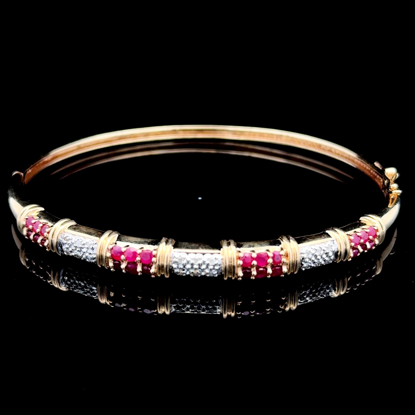9K Yellow Gold Ruby & Diamond Bracelet