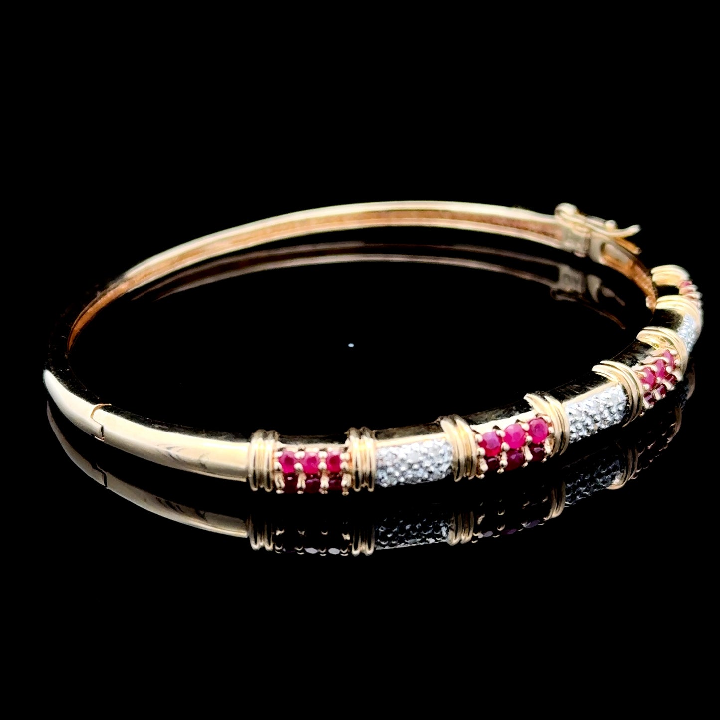 9K Yellow Gold Ruby & Diamond Bracelet