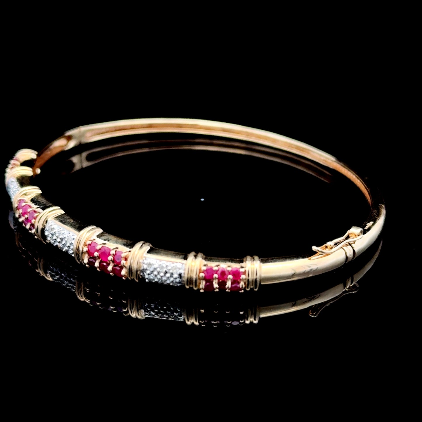 9K Yellow Gold Ruby & Diamond Bracelet