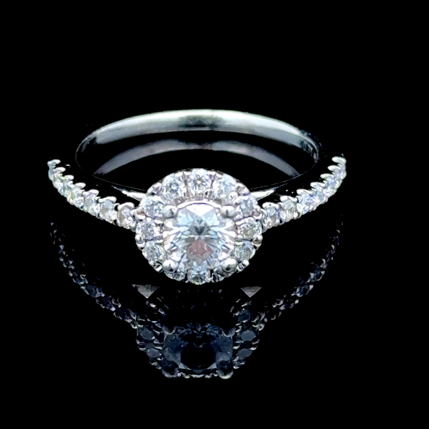 Platinum Diamond Halo Ring APPX 0.77 CTS