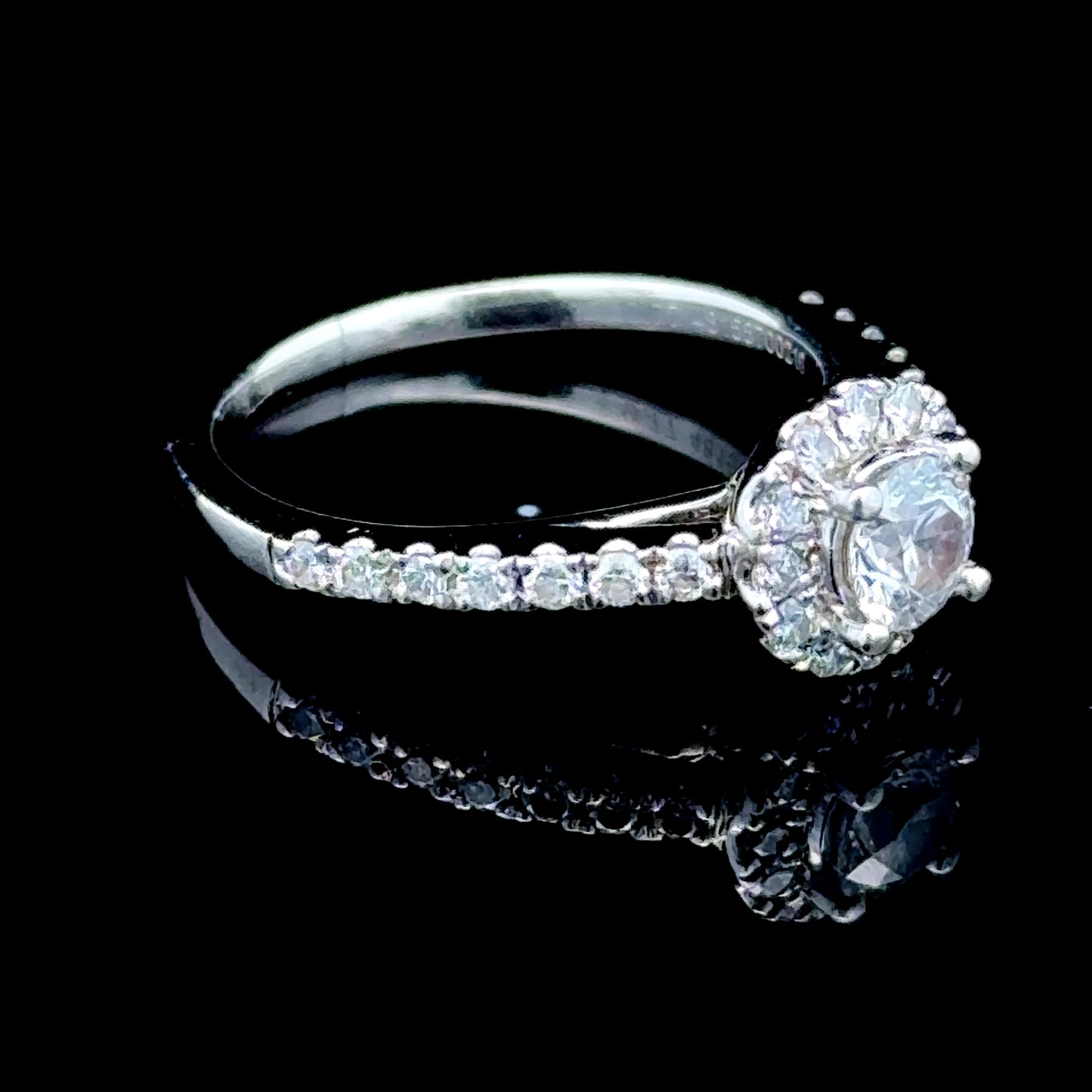 Platinum Diamond Halo Ring APPX 0.77 CTS
