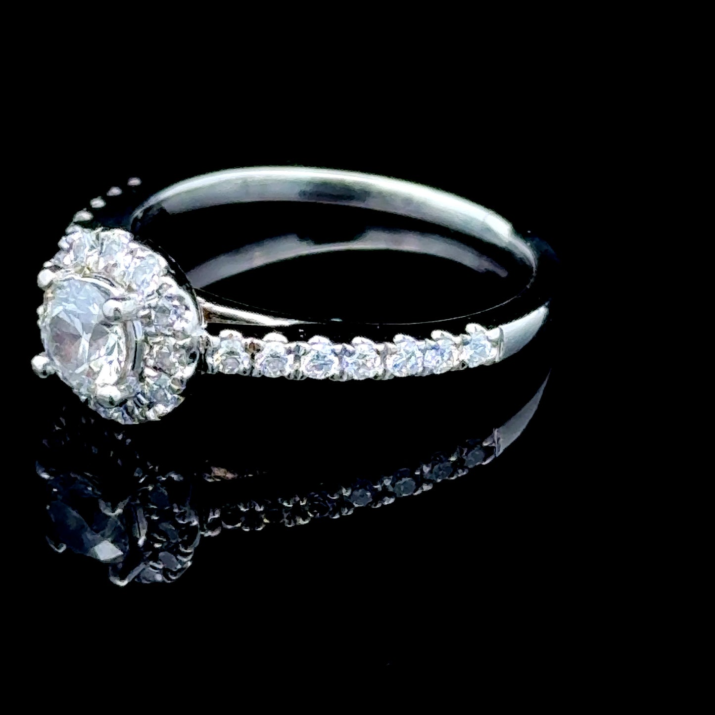Platinum Diamond Halo Ring APPX 0.77 CTS