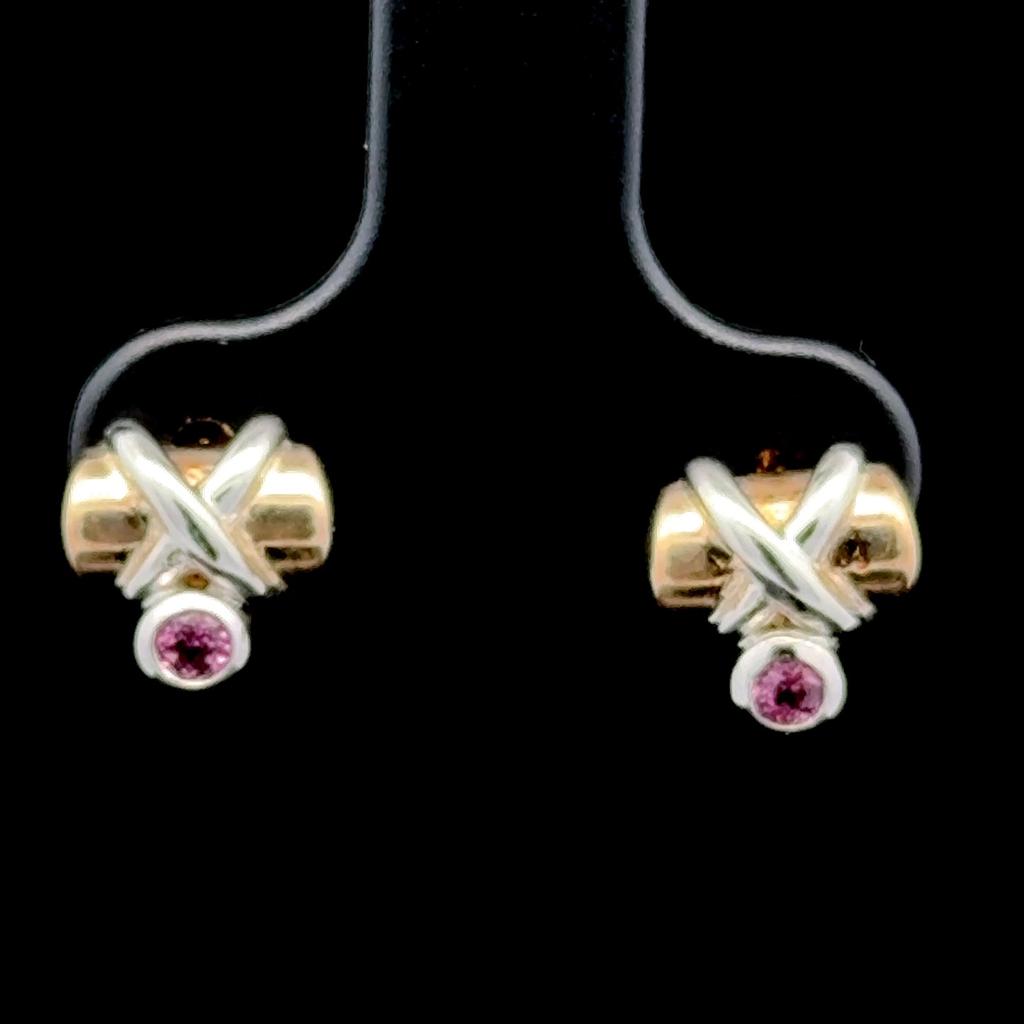 9K Yellow Gold Pink Sapphire Studs