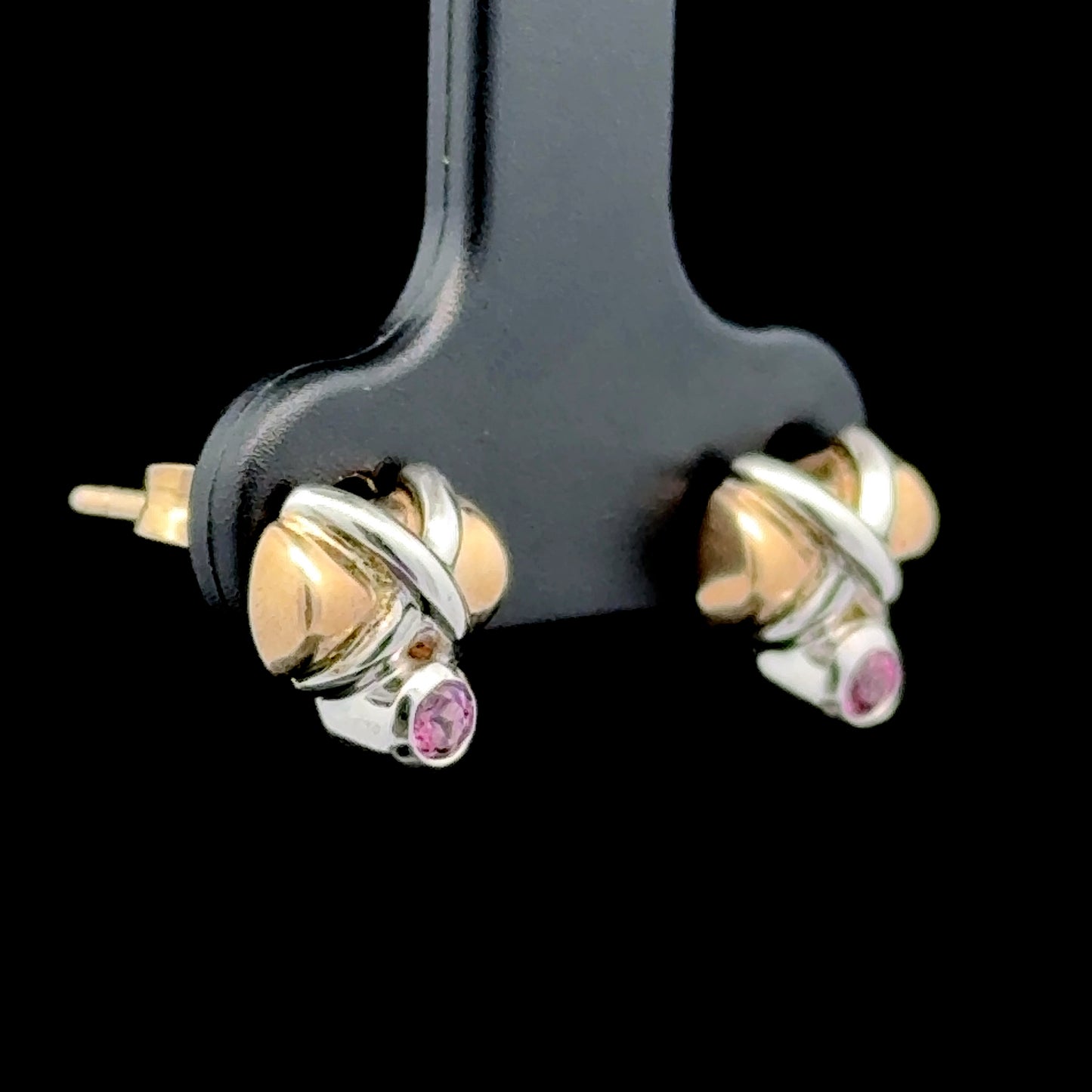 9K Yellow Gold Pink Sapphire Studs