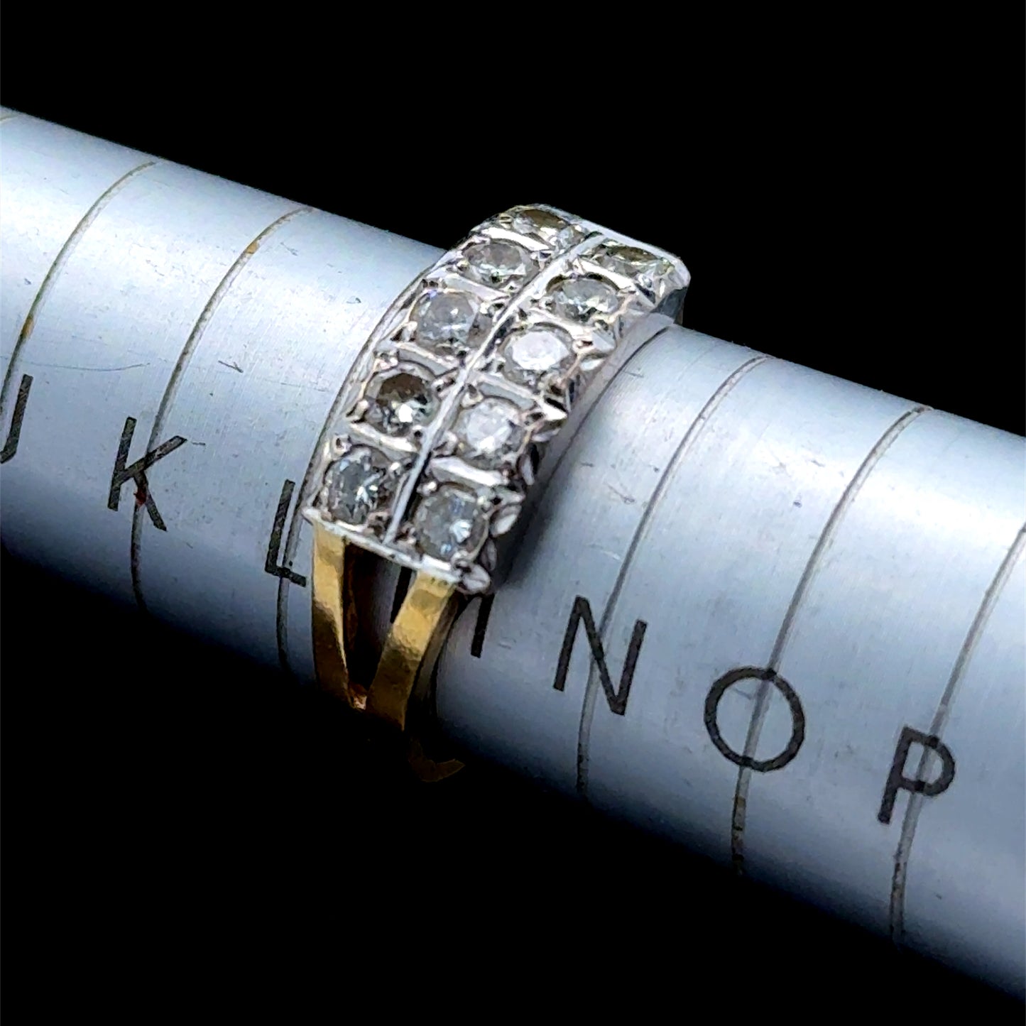 18K Yellow Gold Double Row 10 Stone Diamond Ring APPX 0.7 CTS