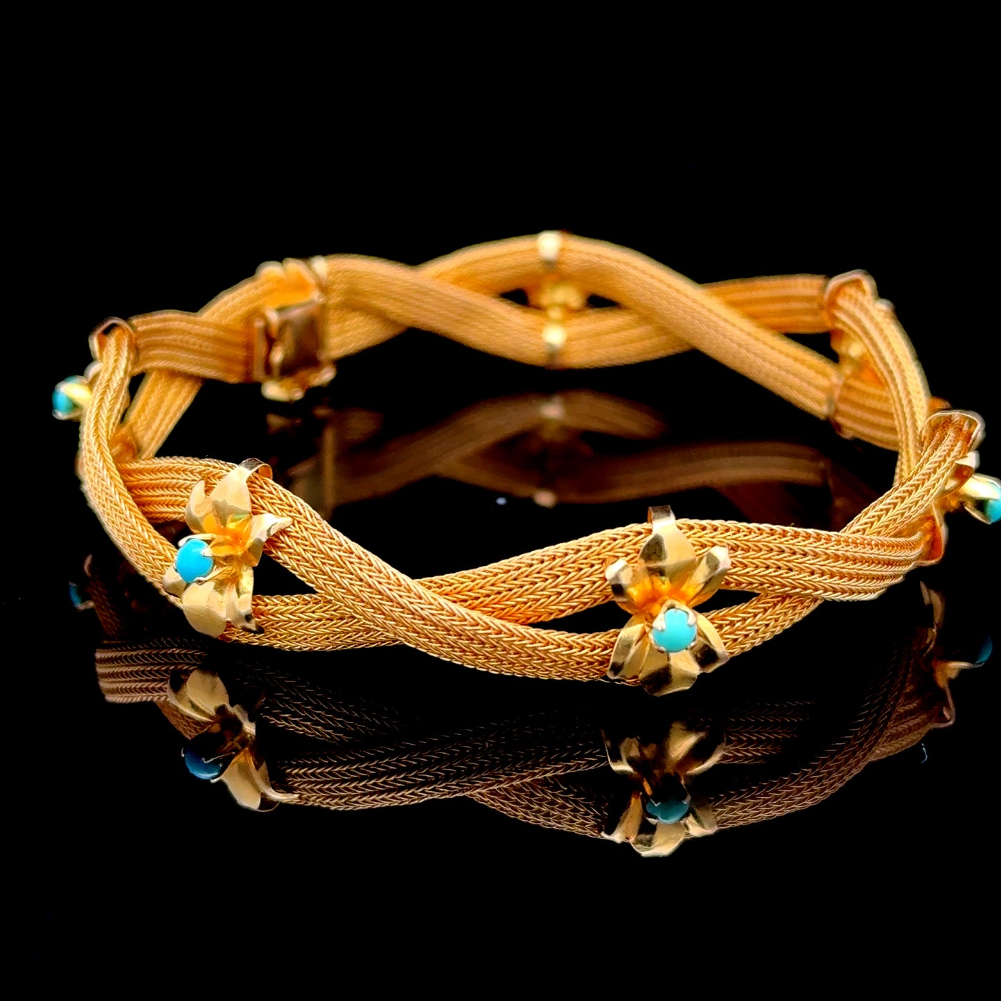 18K Yellow Gold & Turquoise Bracelet