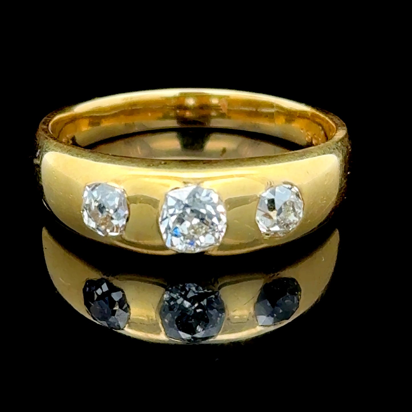 18K Yellow Gold 3 Stone Gypsy Ring APPX 1.0 CTS