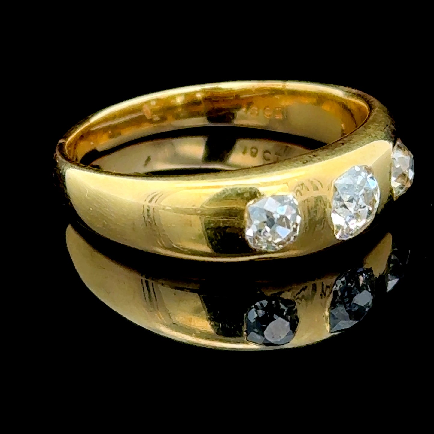 18K Yellow Gold 3 Stone Gypsy Ring APPX 1.0 CTS