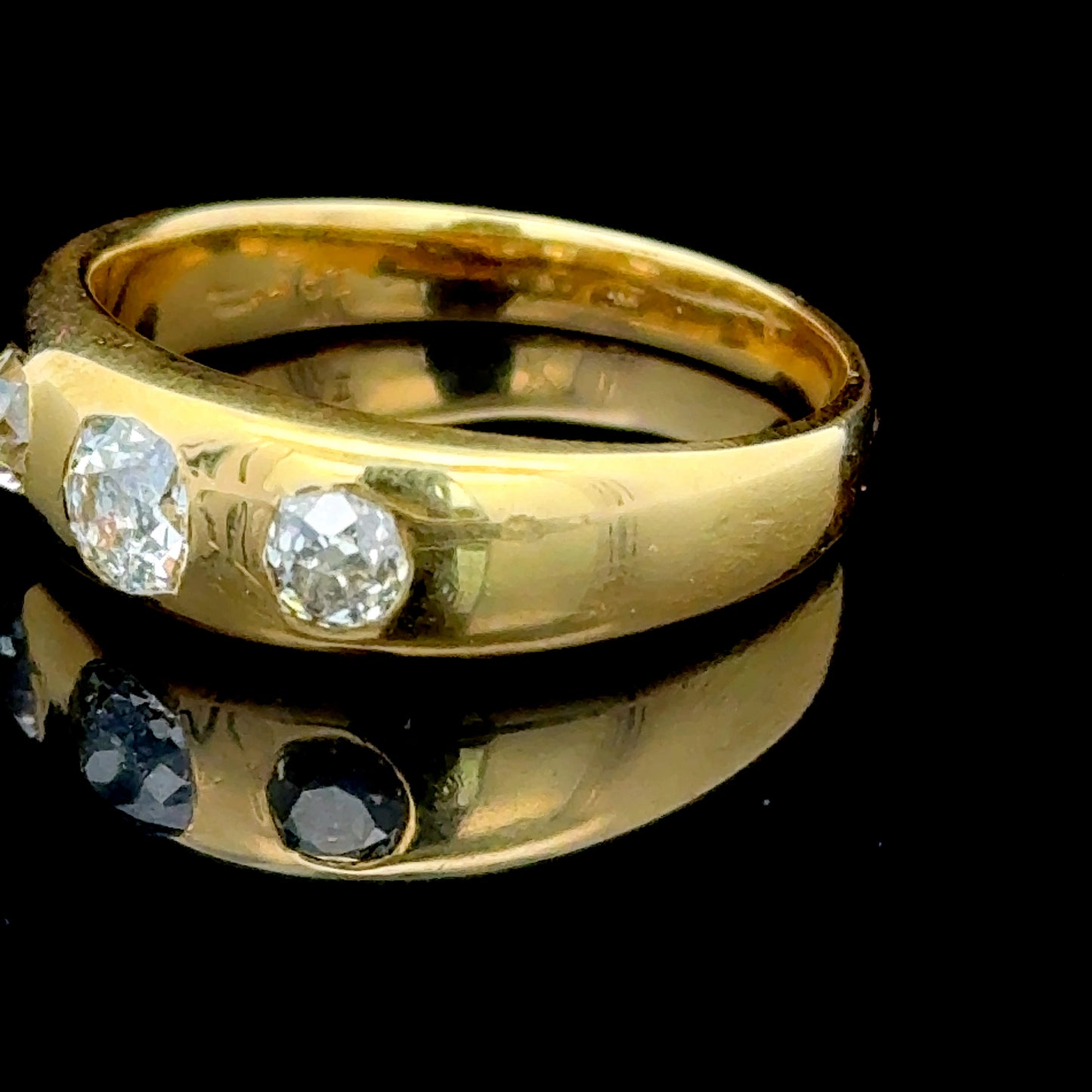 18K Yellow Gold 3 Stone Gypsy Ring APPX 1.0 CTS