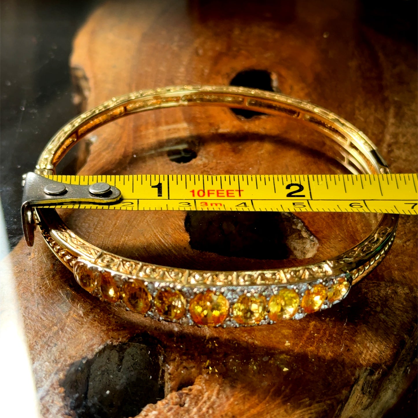 9K Yellow Gold Yellow Sapphire & Diamond Bangle