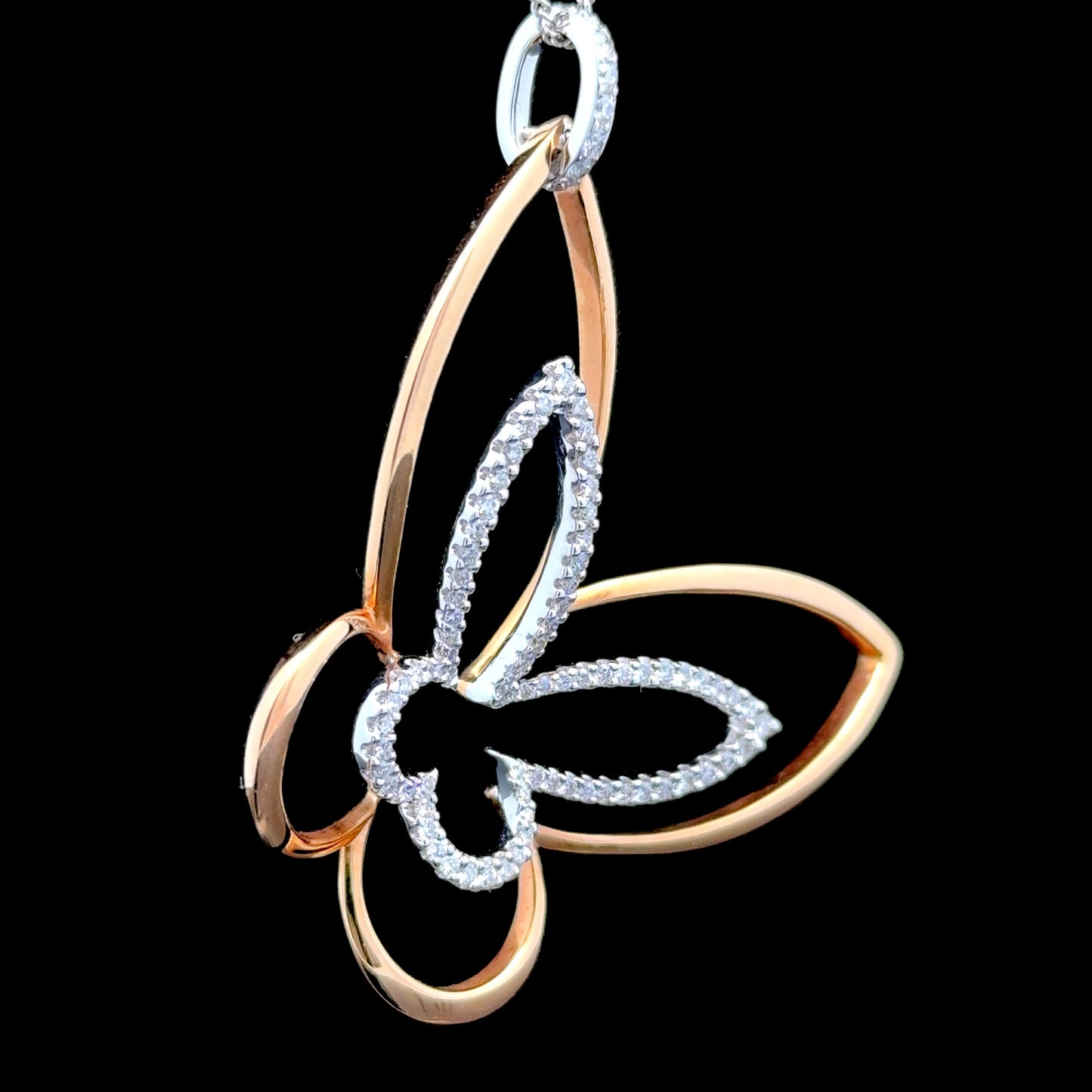 18K Yellow Gold / White Gold Diamond Butterfly APPX 0.9 CTS