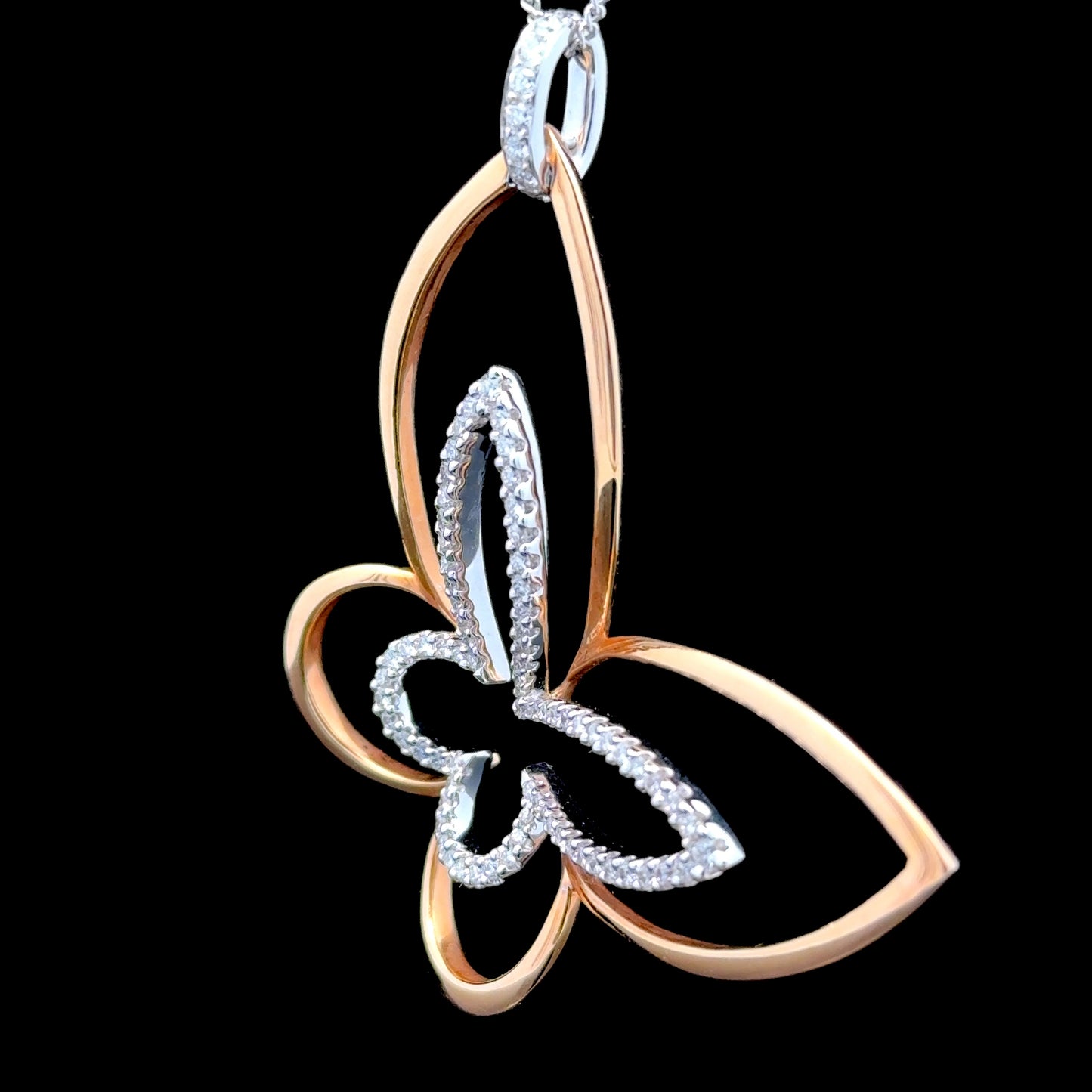 18K Yellow Gold / White Gold Diamond Butterfly APPX 0.9 CTS