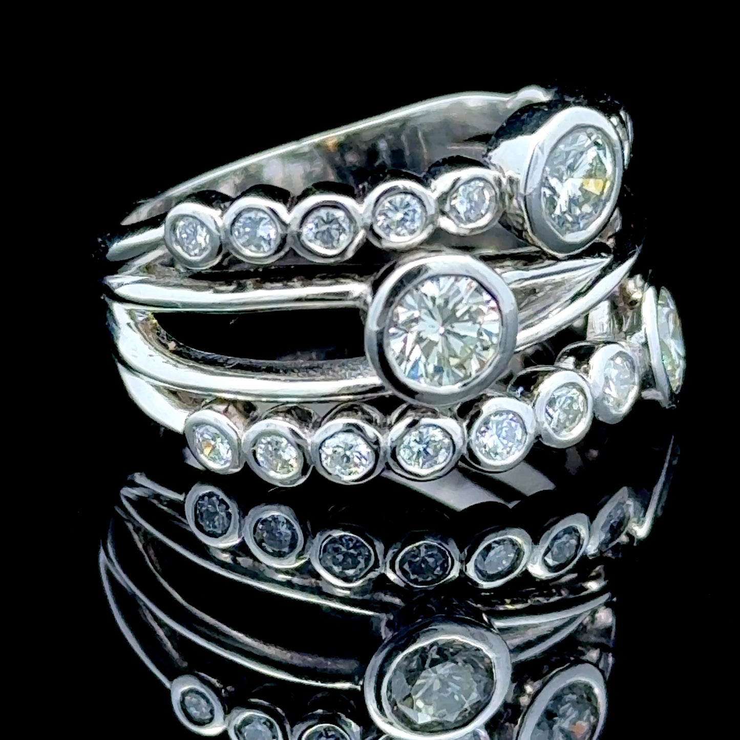 Platinum Diamond Bubble Ring