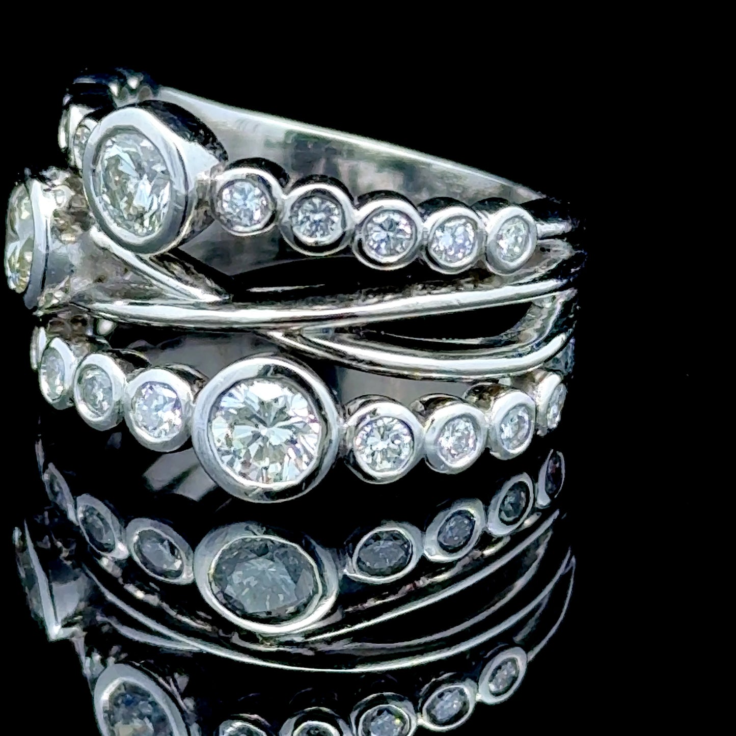 Platinum Diamond Bubble Ring