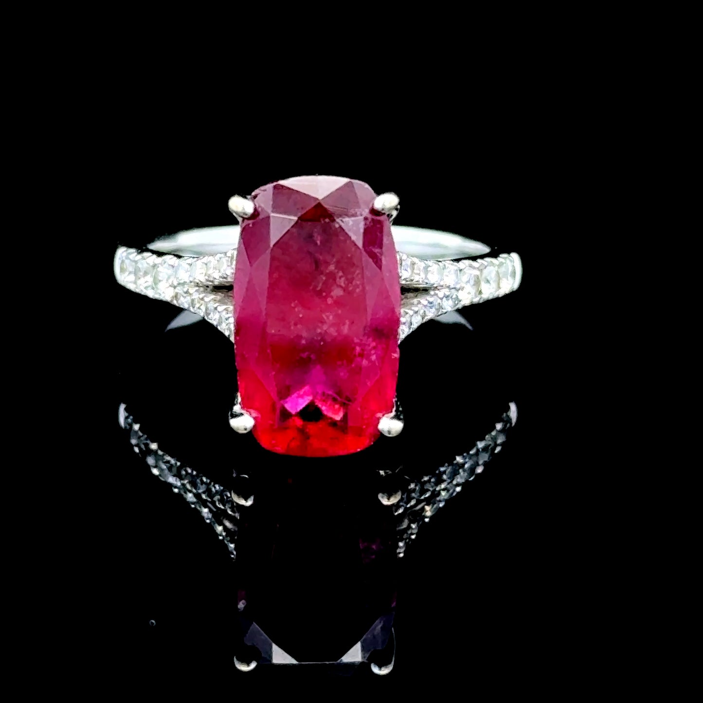 18K White Gold Tourmaline & Diamond Ring