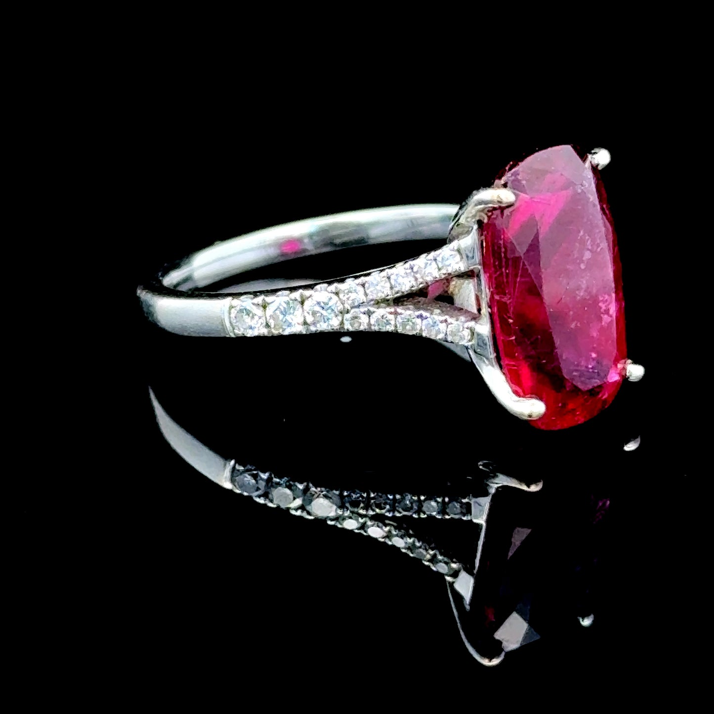 18K White Gold Tourmaline & Diamond Ring