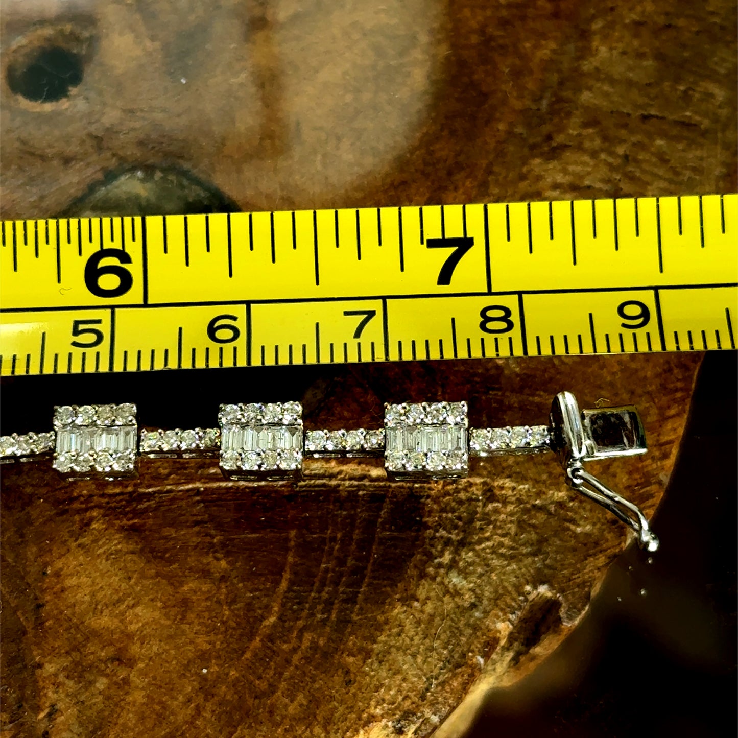 18K White Gold Round & Baguette Diamond Bracelet APPX 2.5 CTS