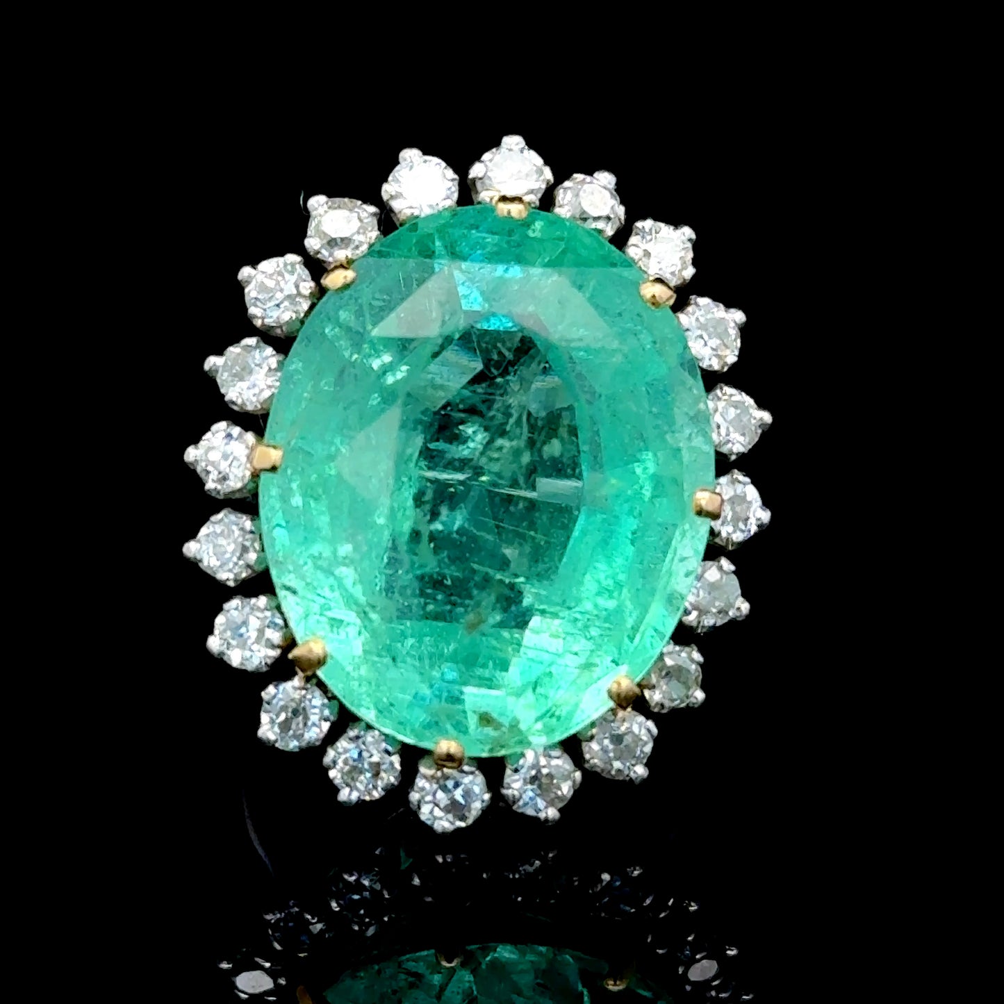 Platinum Emerald & Diamond Cluster Ring APPX E:25 CTS & D:2.0 CTS