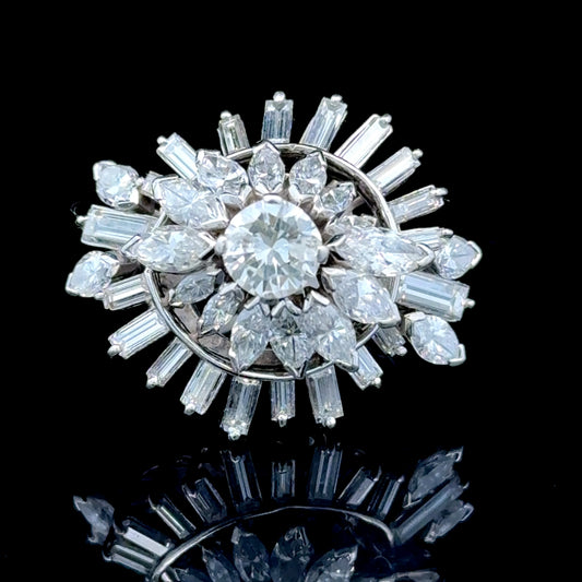 Platinum Diamond Ballerina Cluster Ring APPX 4 CTS