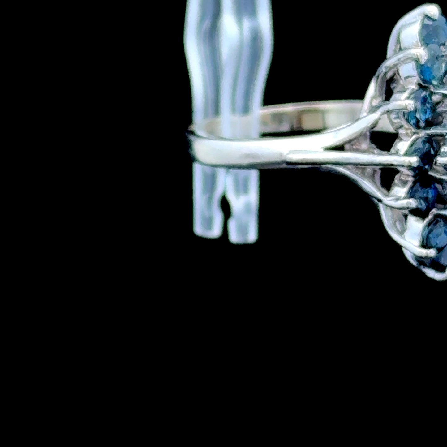 14K White Gold Diamond & Sapphire Cluster Ring