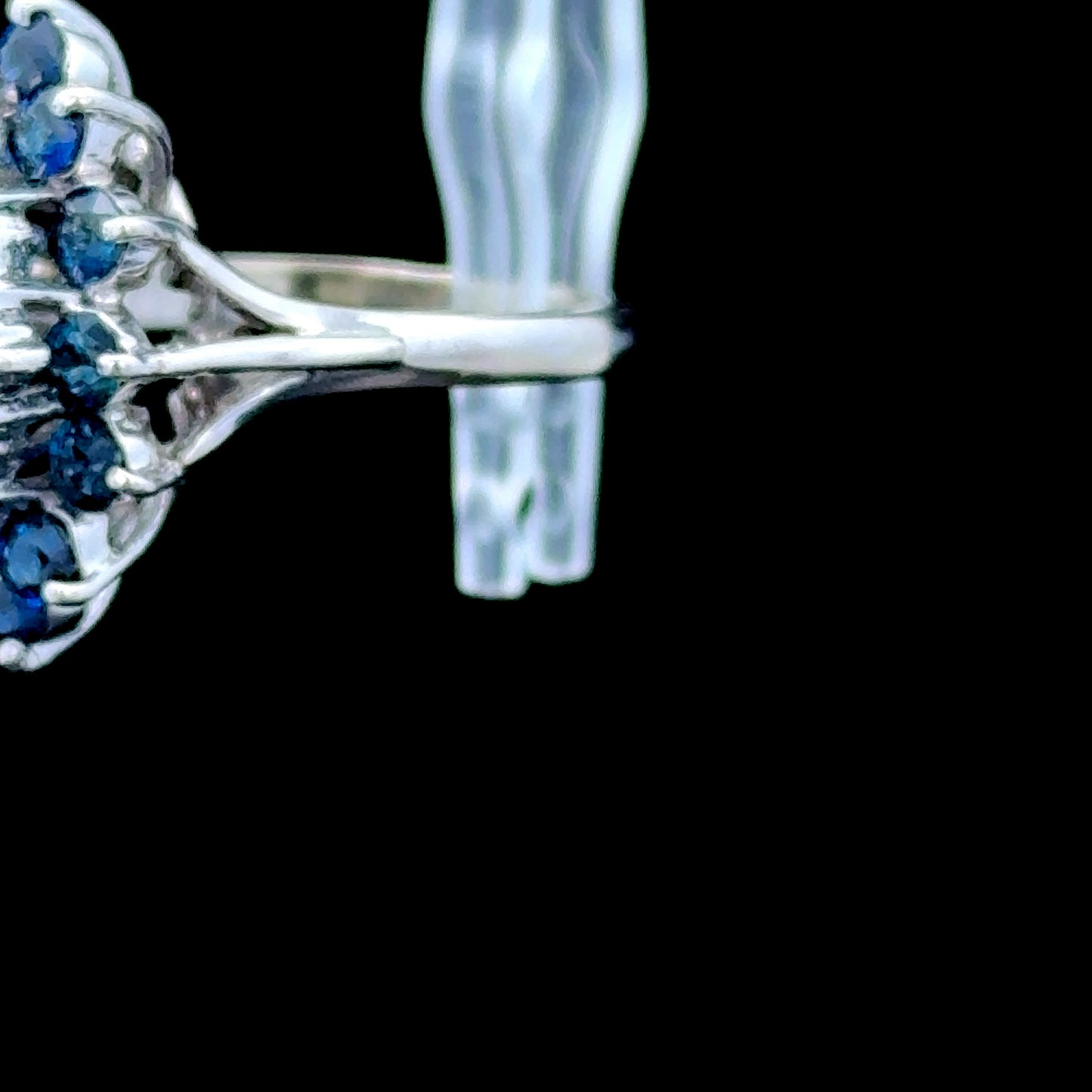 14K White Gold Diamond & Sapphire Cluster Ring