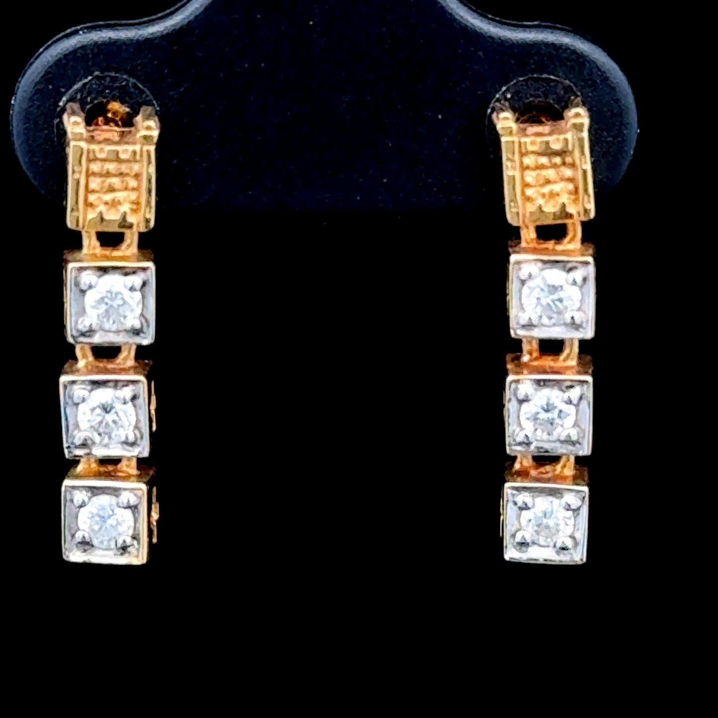 18K Yellow Gold Diamond Drop Studs
