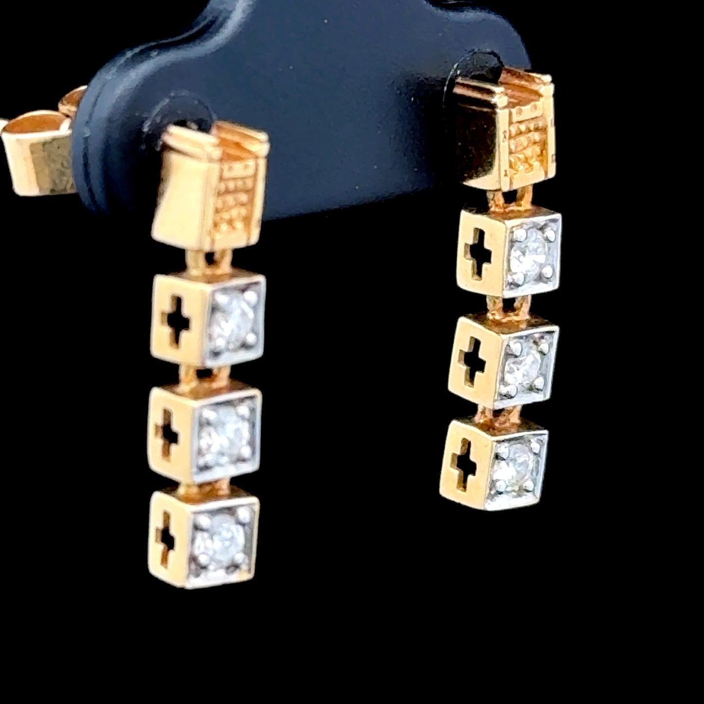 18K Yellow Gold Diamond Drop Studs