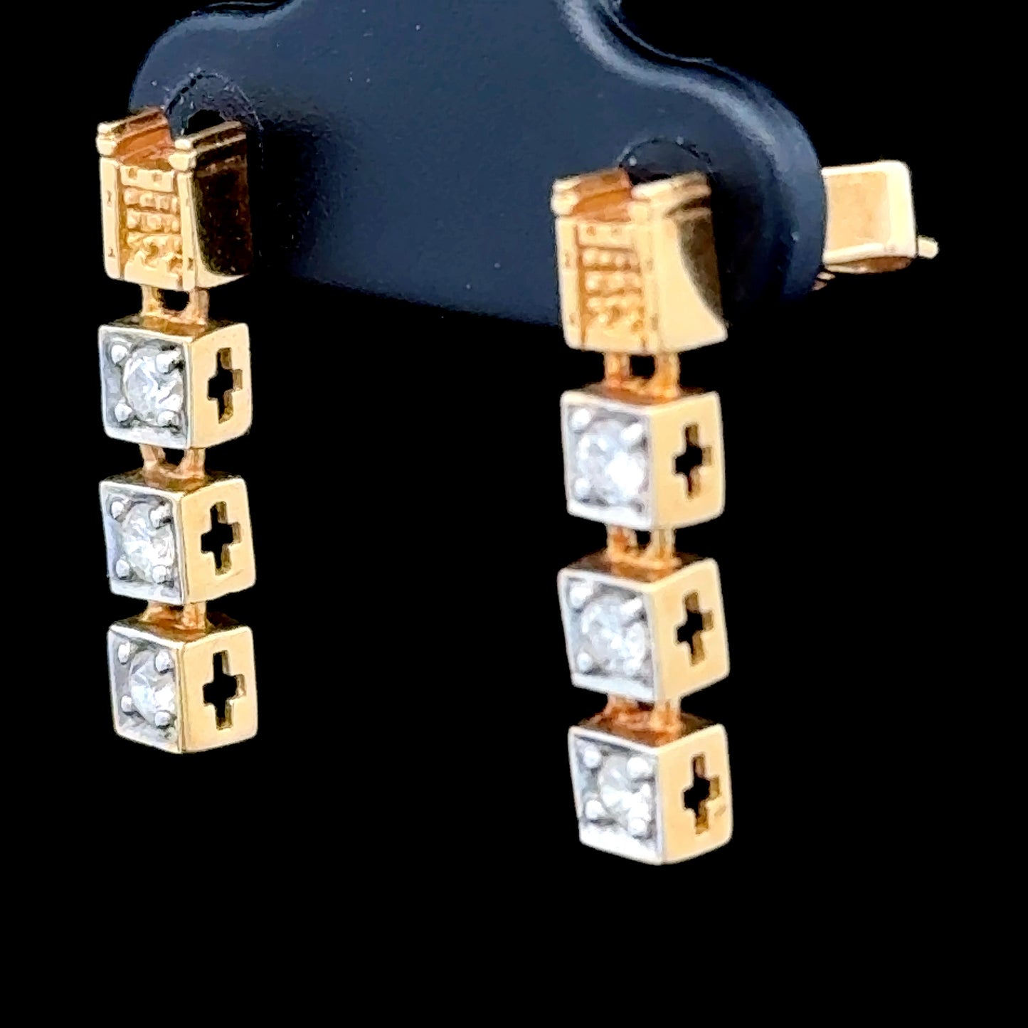 18K Yellow Gold Diamond Drop Studs