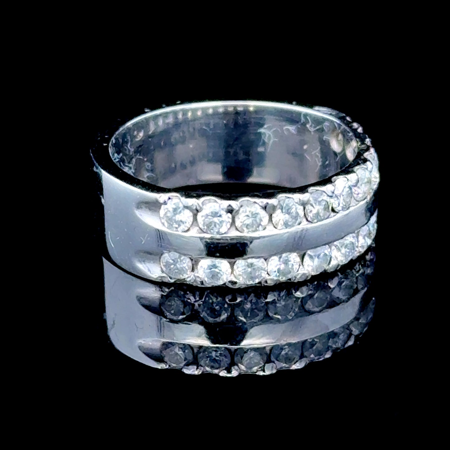 Platinum 2 Row Diamond Band