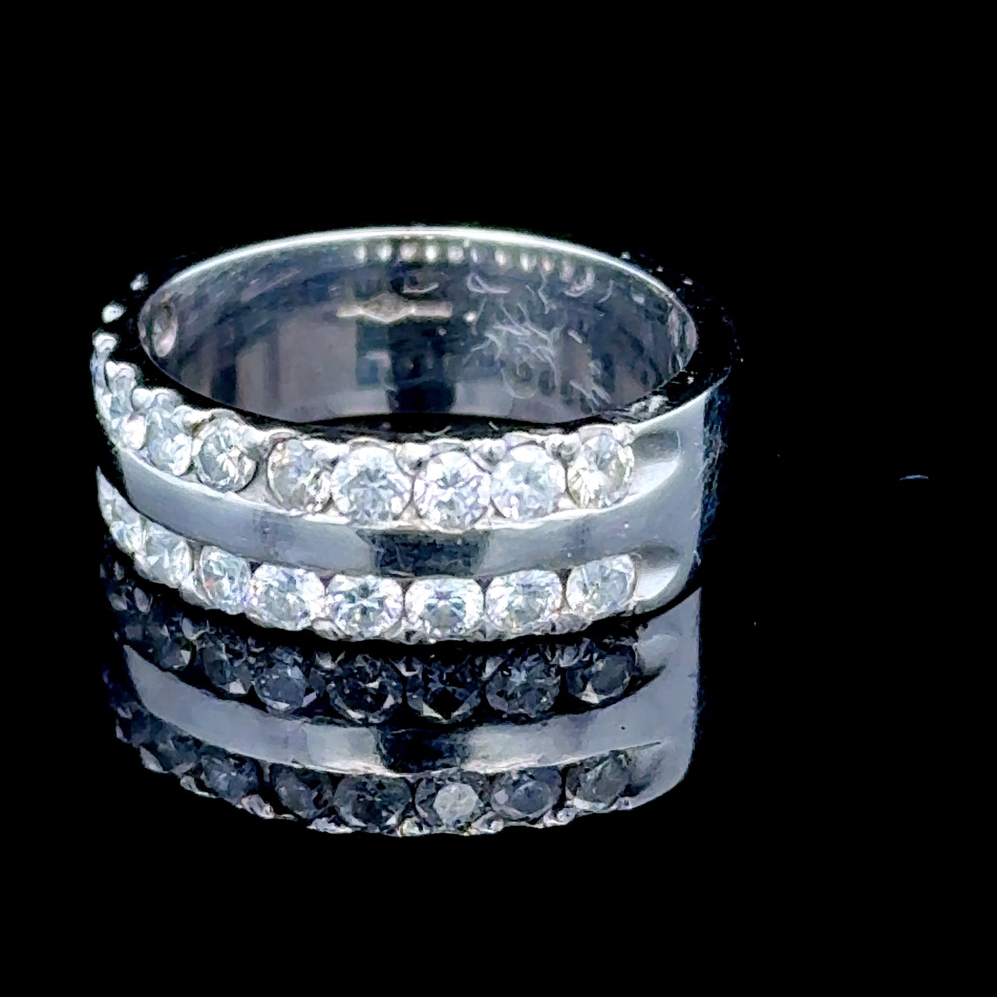 Platinum 2 Row Diamond Band