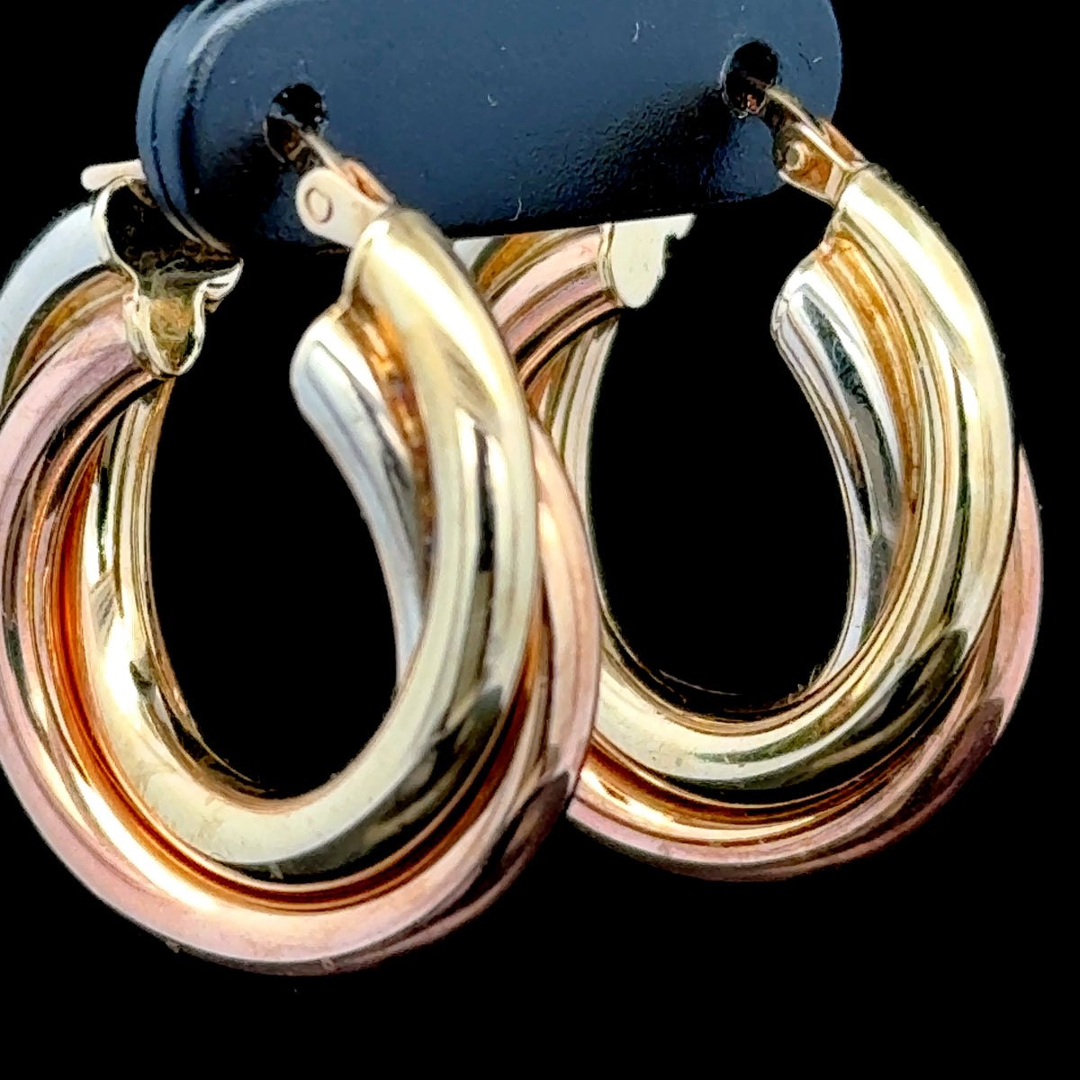 9K Gold Tricolour Large Hoops