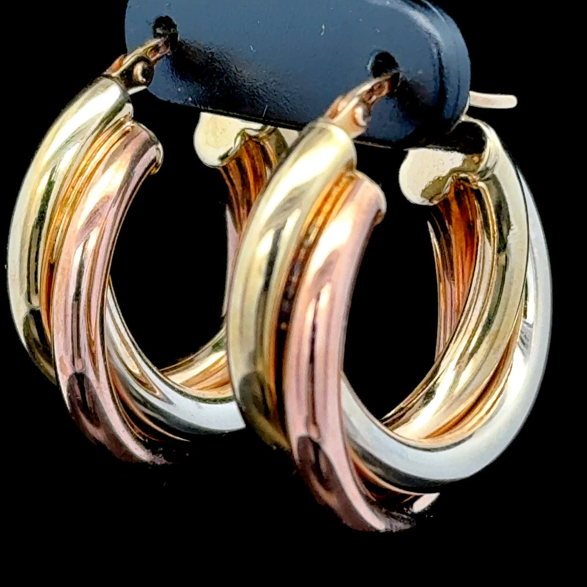 9K Gold Tricolour Large Hoops