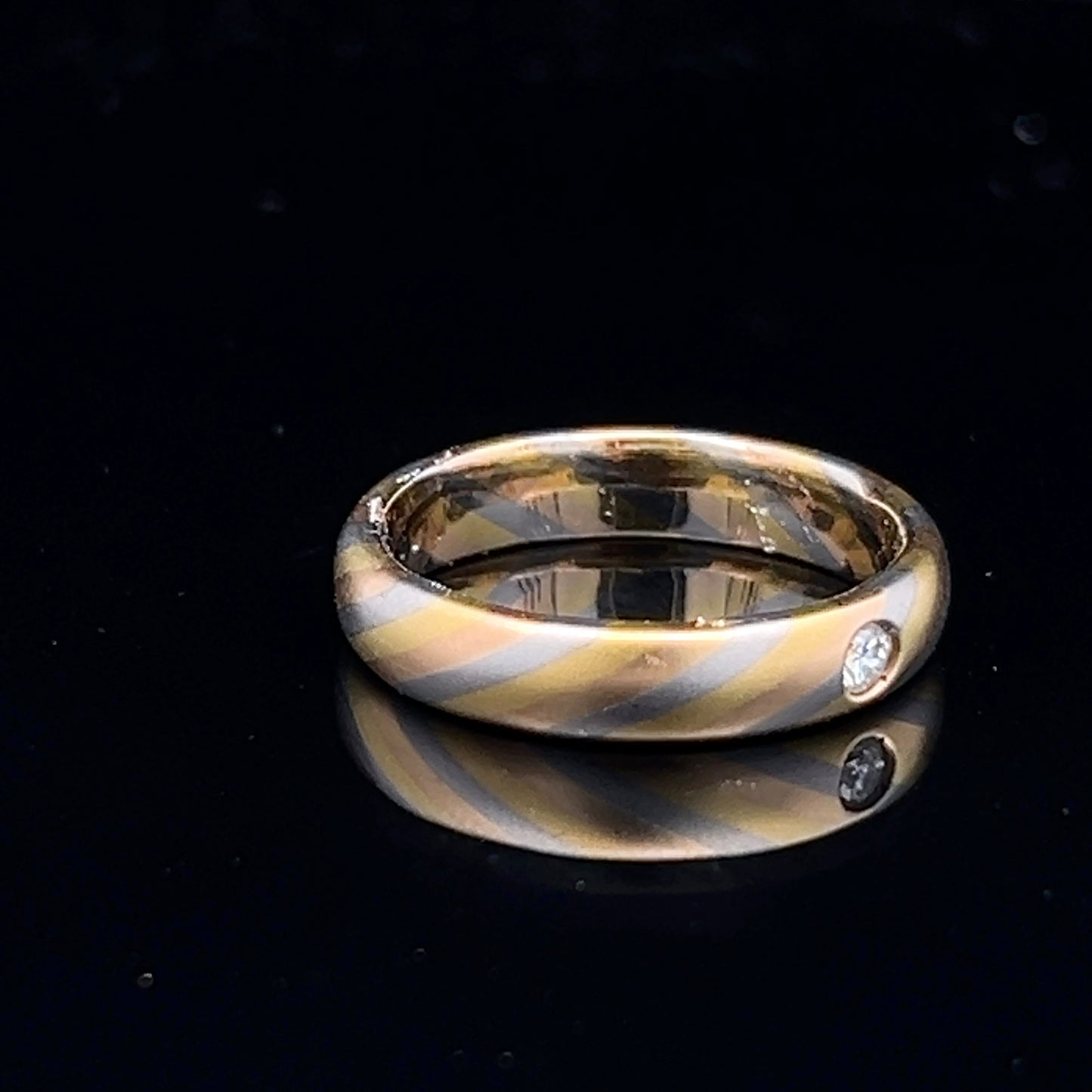 18K Yellow Gold / White Gold / Rose Gold Tricolour Band