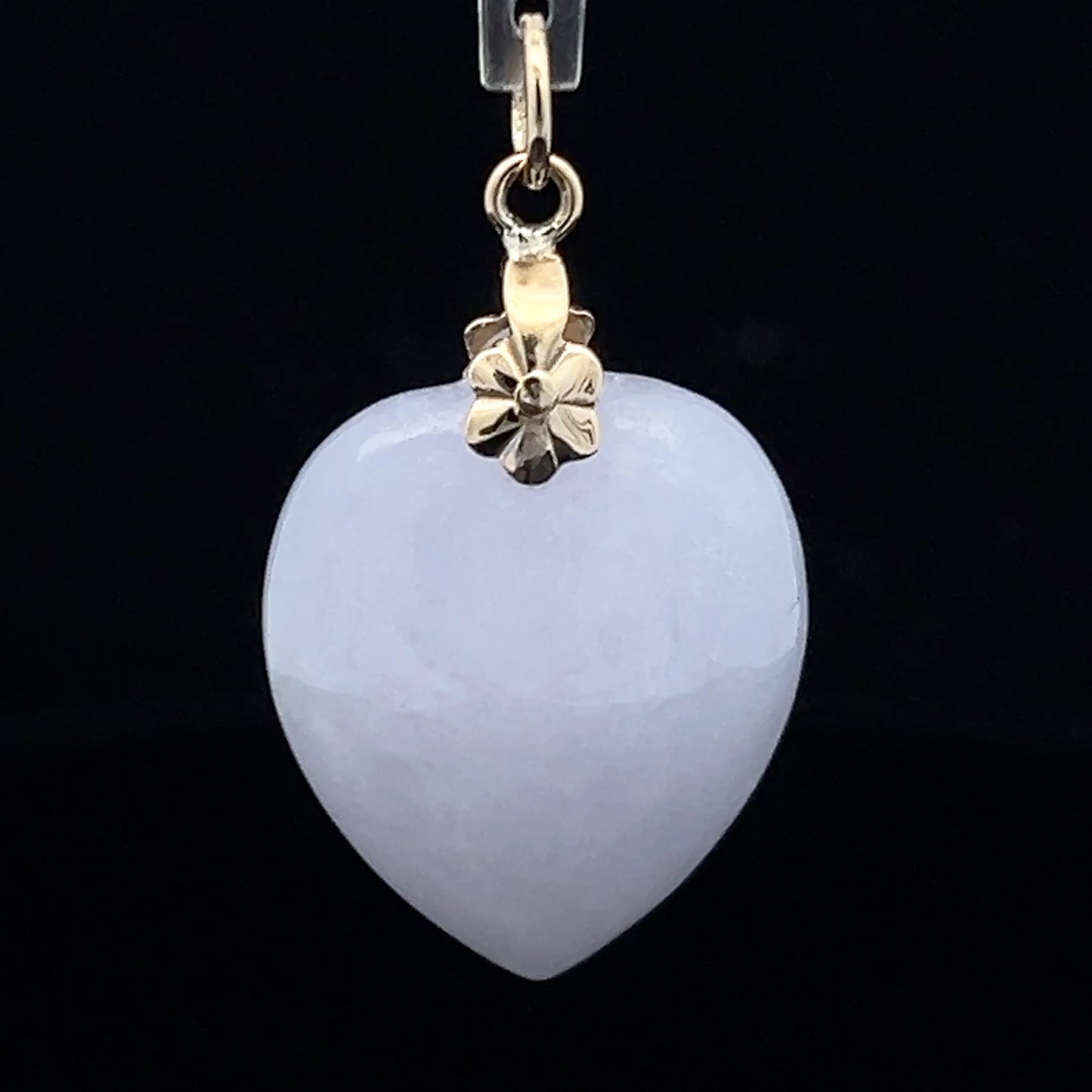 14K Yellow Gold White Jade Heart Pendant