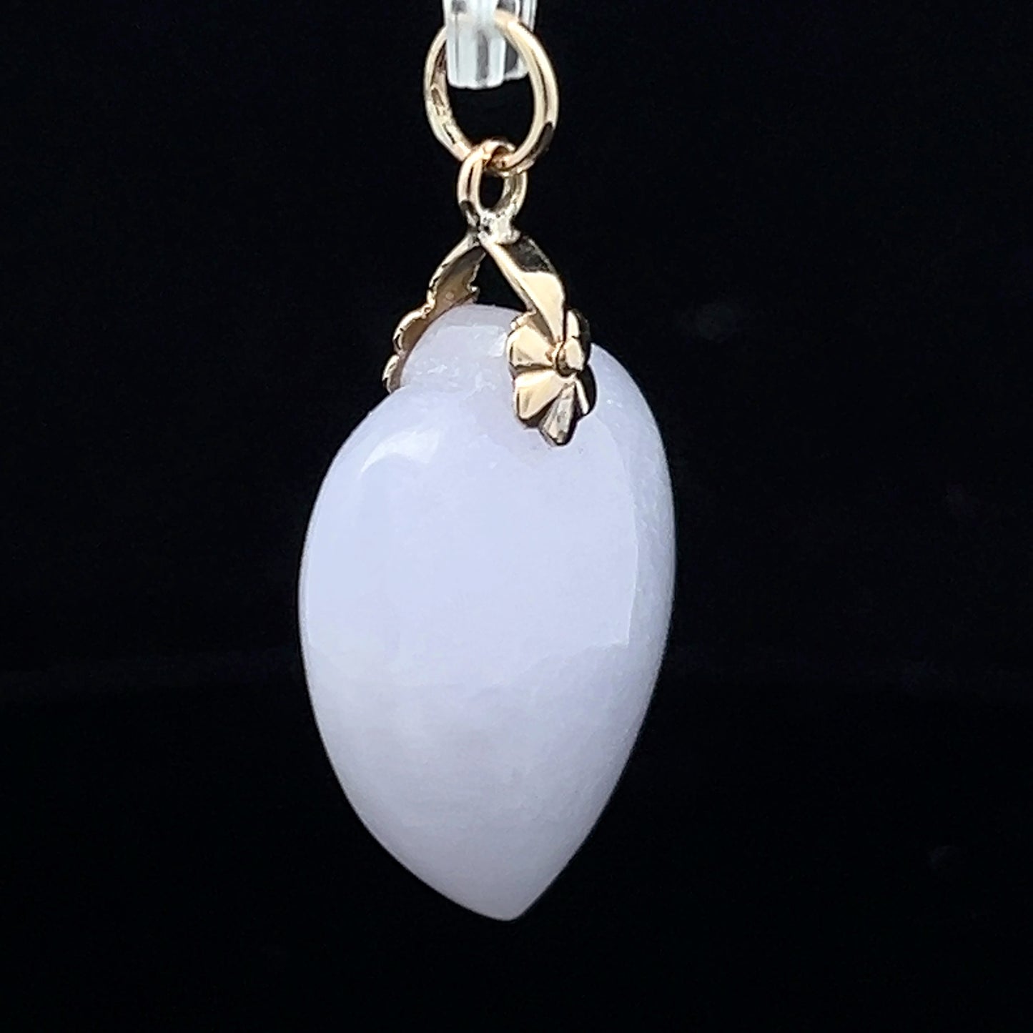 14K Yellow Gold White Jade Heart Pendant