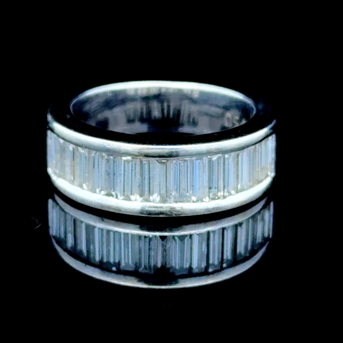 18K White Gold Baguette Diamond Band APPX 2.7 CTS